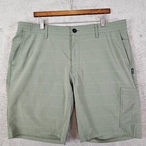 O'Neill Crossover Hybrid Shorts Men's 38 Cargo Pockets Striped‎ Olive Green